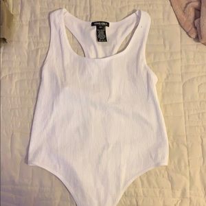 white, ribbed body suit